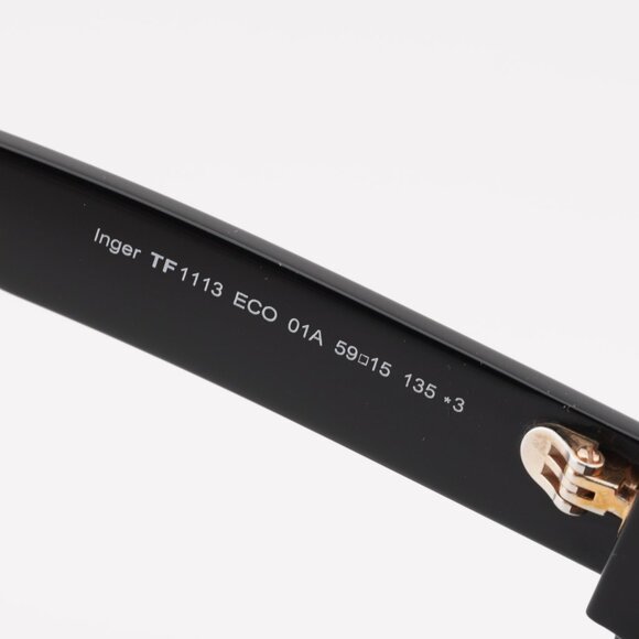 Tom Ford Inger FT1113 01A Sunglasses Black Geometric Frame, Smoke Lenses main image 4